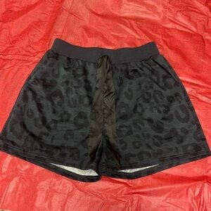 Black leopard lounge shorts